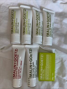 Malin + Goetz Travel Set (4 moisturizers, body wash, conditioner, soap) New